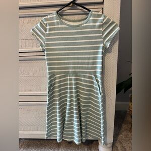 Wonder Nation Mint and White Striped Kids Dress with Pockets
